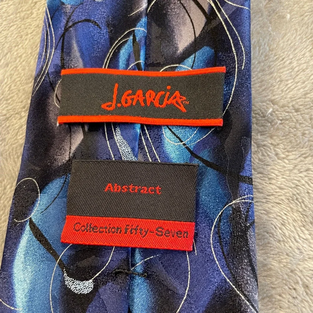 J. Garcia Abstract Collection Fifty-Seven Blue Silk Swirl Necktie Mens Accessory